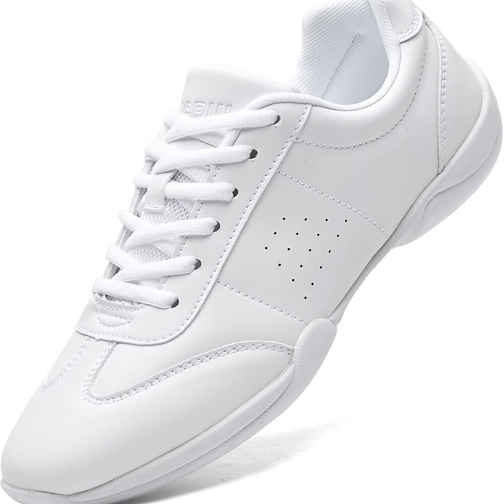 Girls Cheer Shoes White Leather Size 8.5 Lightweight Breathable Support